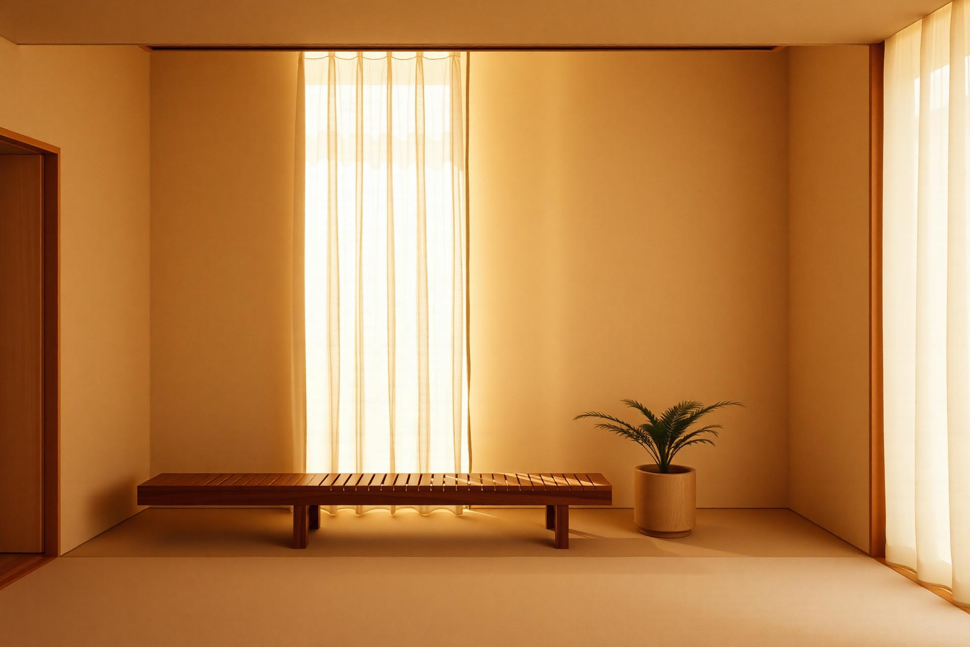 Ambiente sereno e minimalista com luz natural suave
